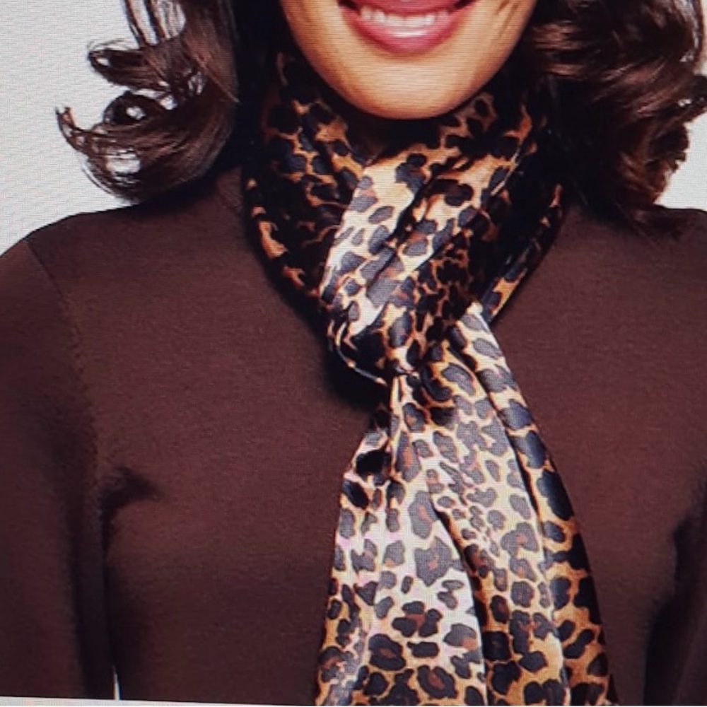 Luxury Set Dennis Basso Satin Scarfs - Leopard Print & Plum Damask Timeless Gift